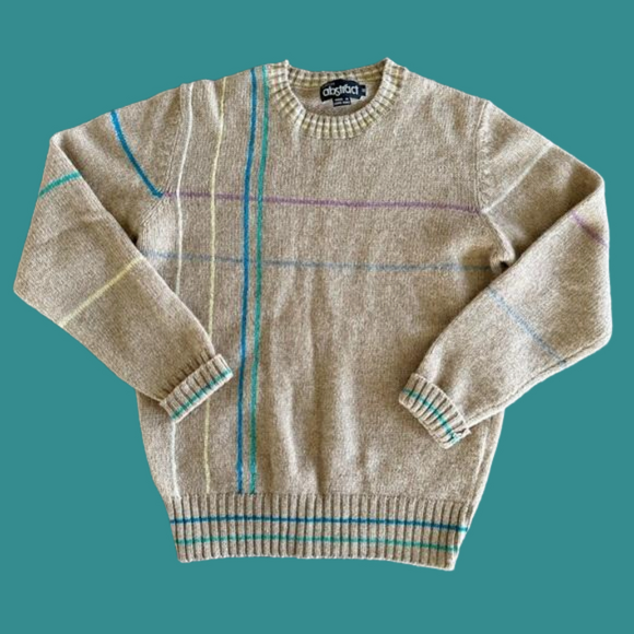 Eatons Sweaters - Vintage Eatons Abstract Wool Crewneck Striped Sweater